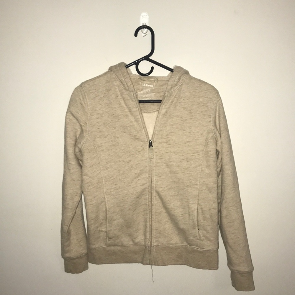 LL Bean Sherpa Lined Hoodie Oatmeal Hood Women’sXS